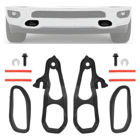 Gelacie Left&Right Front Black Tow Hook Kit Compatible with 2019-2024 Ram 1500 DT W/Frames & Hardware Replacement for 68272944AB 68265144AA 68272945AB 68272945AA 68274701AB 68274702AA Steel+Plastic Cover