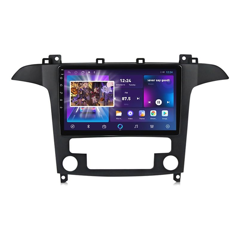 JZHIWEI 9-Zoll-Touchscreen Android Autoradio 2 Din GPS-Navigation Für Ford S-MAX 2006-2015 Con Plug-and-Play Unterstützung USB-Spiegelverbindung Radio Video Player Rückfahrkamera,4 Core WiFi 1G+16G
