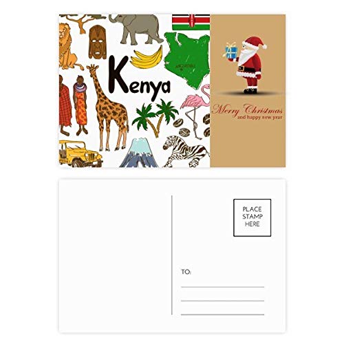 Cartes postales Père Noël Kenya lot de 20 pour éviter les vœux de Noël banals et classiques