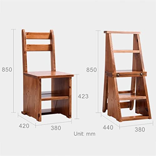 Taburete escalonado de madera maciza de pino OKUOKA con asientos de silla de escalera alta 3