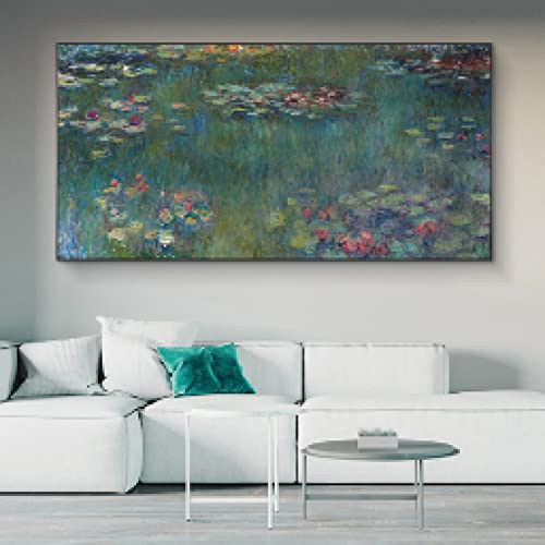 Impression sur toile Nymphéas Claude Monet affiches d'art fleurs impressionniste 40x80cm