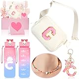 Coffret cadeau personnalisé : ce coffret cadeau de 6 pièces comprend un sac à bandoulière initiale tendance, une bouteille d'eau de sport de 758,7 g avec initiale personnalisée, un collier initial coloré, un porte-clés avec lettre initiale et une boîte cadeau. Chaque article est un favori de la foule, ce qui vous évite de devoir choisir des cadeaux individuels. Économique et bien emballé.