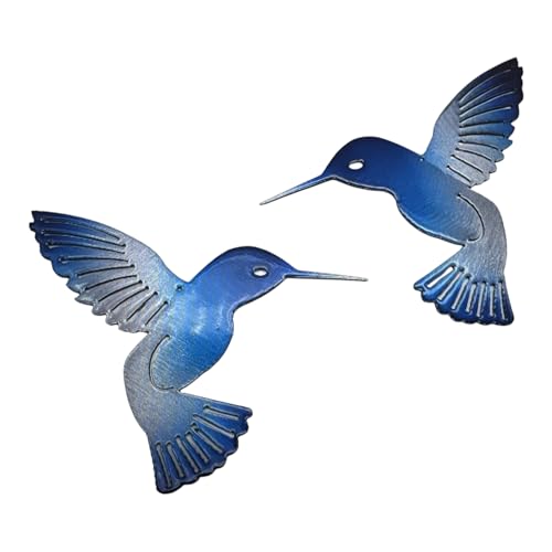 Hummingbird Pair Lapis Blue Tinged Wall Art Décor 6"