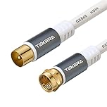 Coax Cable, TEKERA PAL to F-Type Coaxial Cable, TV Cable Cord for Both Indoor and Outdoor Use,Gold-Plated Connector Cable Cord for TV 1M