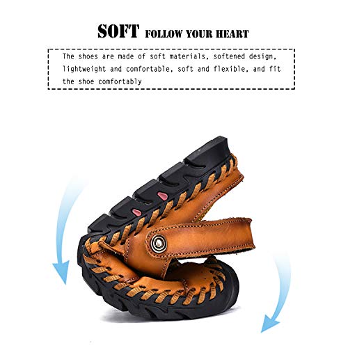 Sandals for Men Closed Toe Leather Sandals Athletic Strap Adjustable Loafers Outdoor Beach Shoes Black 384