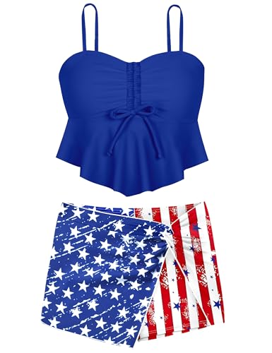 Girls Swimsuit Solid Tankini Palm Tree Shorts 2 Pcs Set Adjustable Straps Padded Swimsuits for Teen Girls Bathing Suit