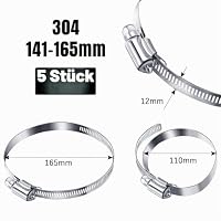 5 Stück Schlauchschellen Edelstahl Rohrschellen Verstellbare Spannbereich 141-165mm für Befestigung von Abluftschlauch Abluftgebläse Trockner Waschmaschine Garten Spülmaschine Pool – Ansicht 3