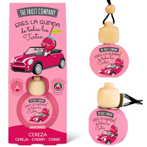 The Fruit Company Ambientador Coche CEREZA Absorbe Olores Para Rejilla o Colgante 0% Alcohol Con Extractos Naturales