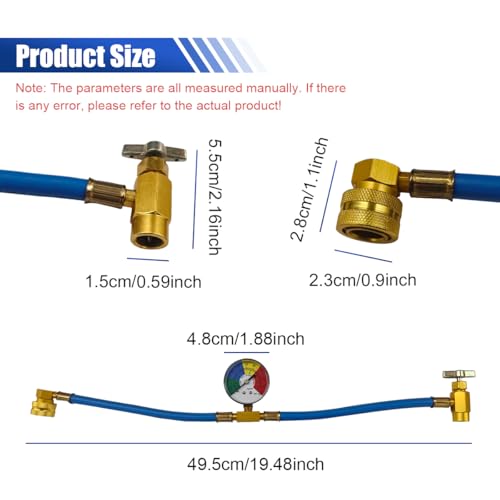 Kit de manguera para carga de refrigerante R134A con manómetro miniatura 2