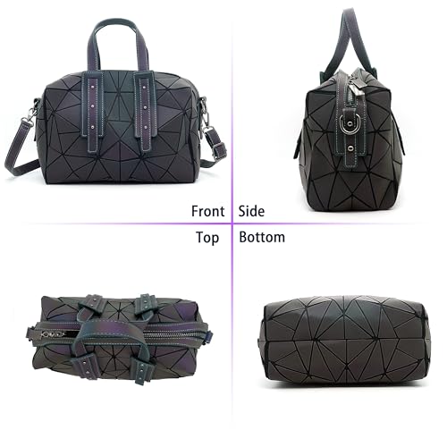 Geometric Boston Handbag for Women Geometric Luminous Purse and crossbody bag Geometric Bags and Holographic shoulder bag Set-G3