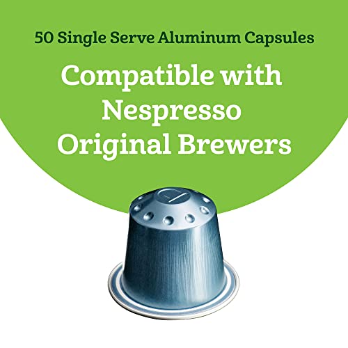 Image of Amazon Fresh Espresso Lungo Medium Roast Aluminum Capsules, Compatible with Nespresso Original Brewers, 50 Count (5 Packs of 10)