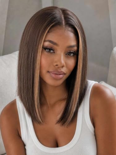 Image of Beauty Forever Espresso Brown Straight Bob Wig Human Hair 7x5 Glueless Lace