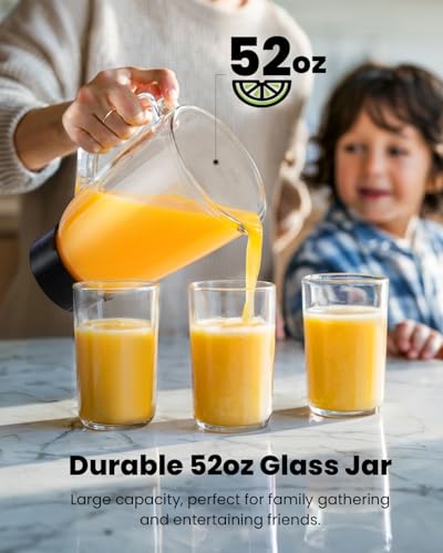 GDOR Professional Blender for Smoothies, 5 Functions, 1200 Peak Watts Smoothie Blender, 52 Oz Glass Jar & 24 Oz To-Go Cup Combo, Ice Crushing & Frozen Fruit, Self-Cleaning, Black image 6