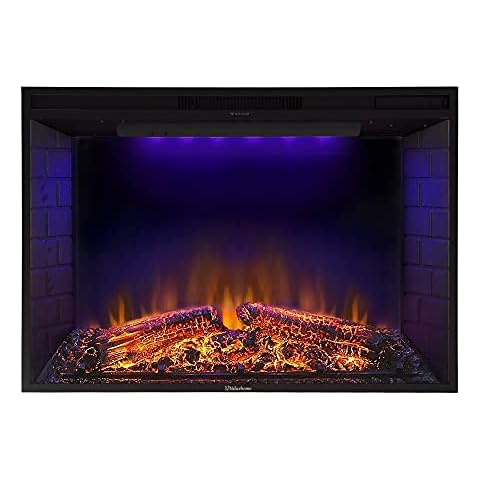 Valuxhome Electric Fireplace, Christmas Fireplace, 36 Inches Fireplace Insert for Existing Fireplace or TV Stand, 3 Color Top Light, 750/1500W, Black Cover