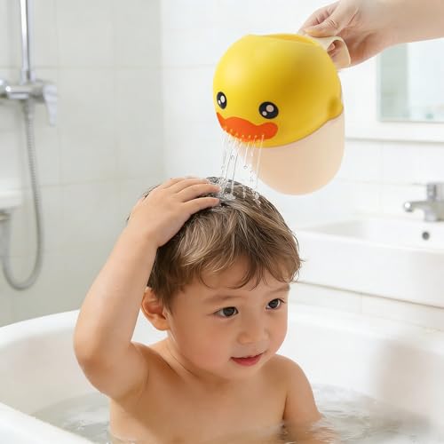 LdawyDE Haare Waschen Kinderschutz, Haarwaschbecher Baby mit Enten-Design, Haarwaschhilfe Kinder Kann für Augenschutz Haare Waschen, Bequemeres und Lustigeres Duschen für Kinder