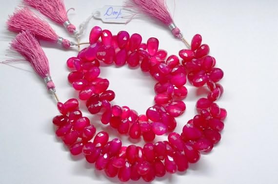 Perles en Calcédoine Rose d'Exception LKBEADS Briolettes Facettées Haut de Gamme