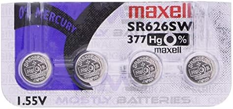 Maxell 377 SR626SW 1.55 Volt Silver Oxide Watch Batteries Factory Hologram (4 Batteries)