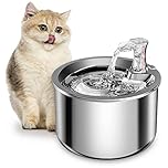 Homtyler Cat Water Fountain, Stainless Steel Inside Ultra-Quiet Pump, 2L/67oz Automatic Dog Dispenser Water Bowl, Multiple Pets Water Fountain
