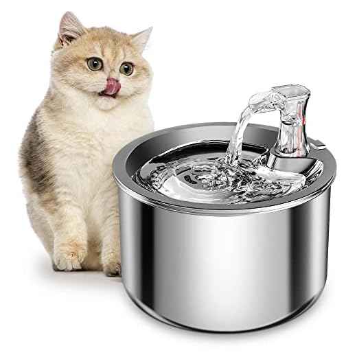 Homtyler Cat Water Fountain, Stainless Steel Pet Water Fountain for Cats Inside Ultra-Quiet Pump, 2L/67oz Automatic Dog Dispenser Water Bowl, Multiple Pets Water Fountain