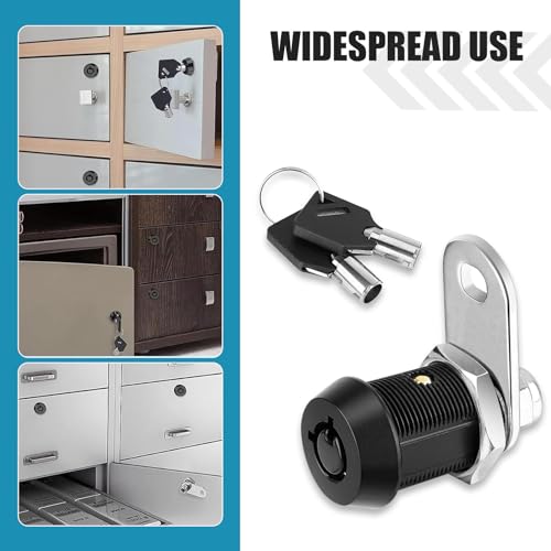 Image of 2 PCS Automobile Tubular Cam Lock, 7 /8 inch CM1923-BK 42 Straight + 50 Bend RV Compartment Storage Lock Accessories, Metal Pin Tumbler Lock with Key, Universal for Most Cars (Black)