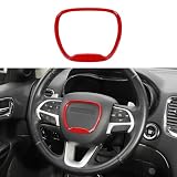 CheroCar Central Control Steering Button Frame Trim Car Interior Decoration Fit for Dodge Challenger Durango Charger 2015-2025 Interior Accessories,Red