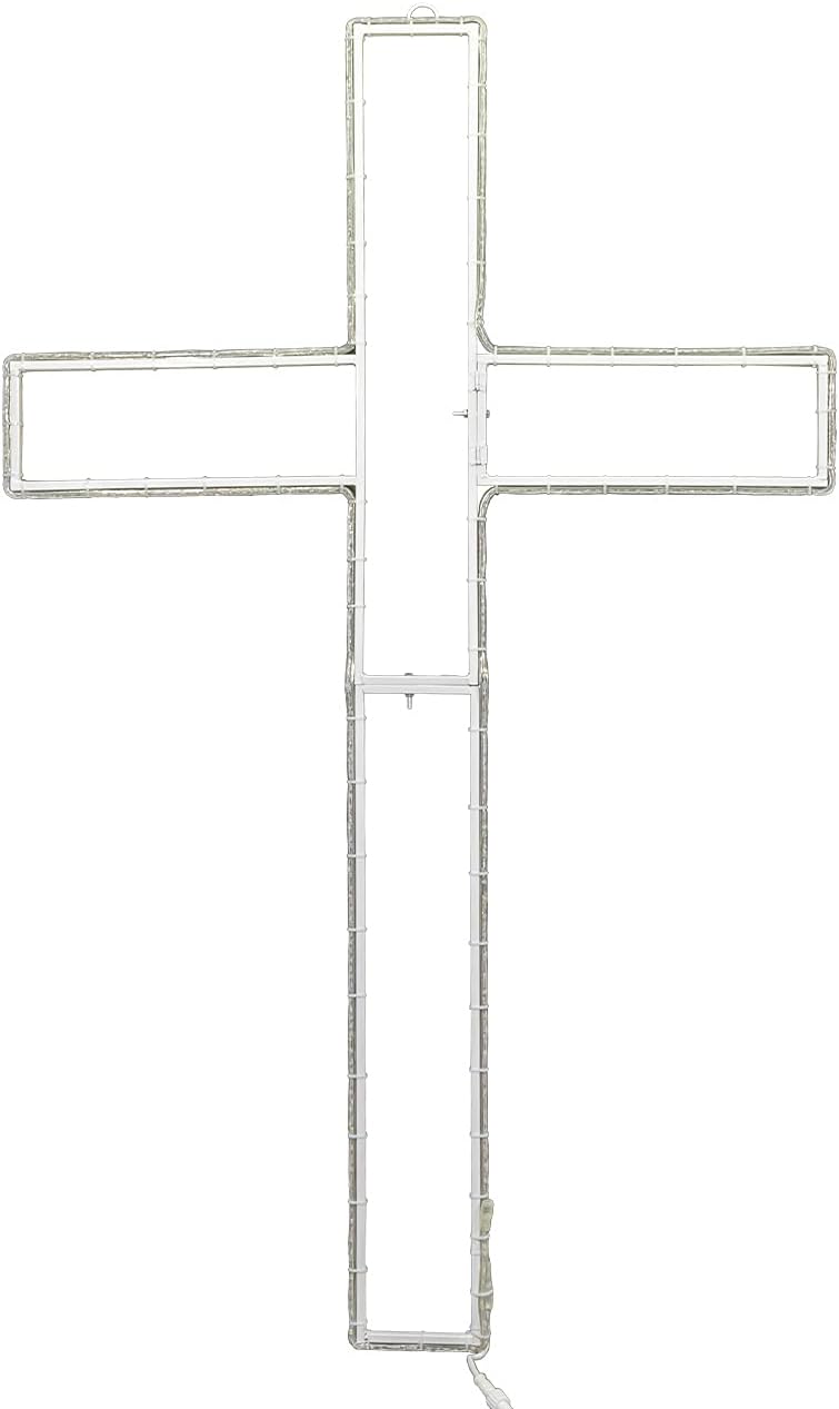 ElectricArt 72 Inch Cool White LED Rope Light Cross Motif - Lighted Holiday Silhouette