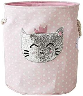 JEONSWOD Large Laundry Basket,Collapsible Fabric Nursery Hamper Clothes Washing Bin Baby Kids Toys Organizer, Pink Polka Dot