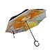 Double Layer Inverted Folding Patio Regenschirm Gelb Delicious Mango Juice Womens Folding Umbrella Reverse Windproof Umbrella Winddichter UV-Schutz für Regen mit C-förmigem Griff