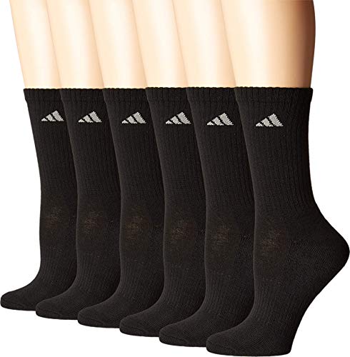 adidas Women's Athletic Cushioned Crew Socks with Arch Support, 6-Pack, Durable, Moisture-Wicking