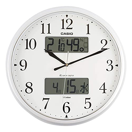 CASIO ITM-660NJ-8JF Wall Clock, Radio Waveceptor, Constant Lighting, Living Environment, Temperature, Humidity, Calendar, Display, Silver, 13.8 x 13.8 x 2.1 inches (35 x 35 x 5.4 cm)