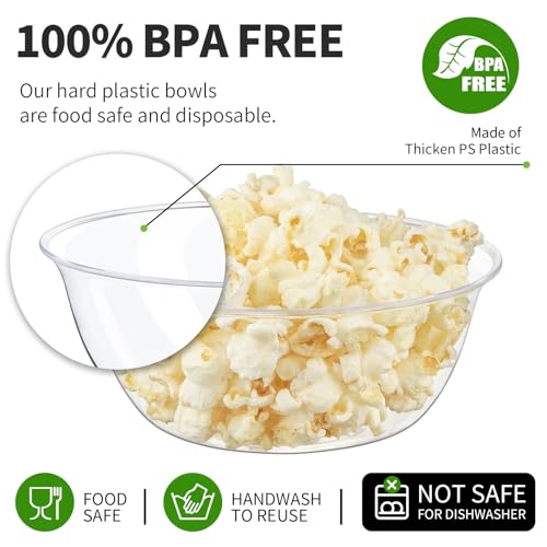 Toflen TF082 12 Oz Clear Plastic Bowls, 50 Pack Disposable Small Hard Plastic Serving Bowls For Party, Ice Cream, Dessert, Fruit, Appetizer, Soup thumb #2