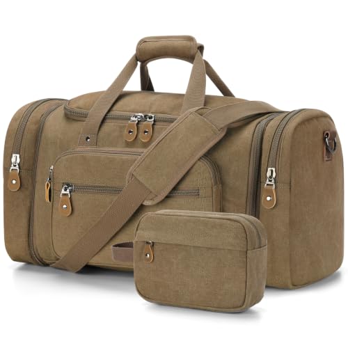 Image of Gonex Canvas Duffle Bag, Expandable 60L Travel Overnight Weekender Bag