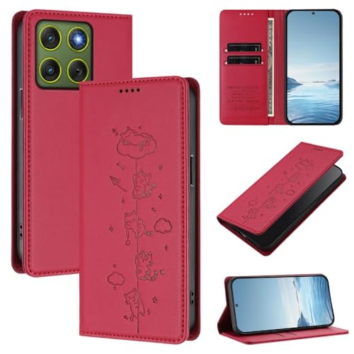 Housse Motorola G30 G20 avec fermeture magnétique et porte-cartes rouge