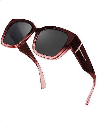 Siphew Gafas De Sol Polarizadas Para Hombre Y Mujer, Gafas De Sol Para Conducir, Caminar, Deportes, Protección Uv400, Marco Rojo Degradado, Lente Negra Siphew Gafas De Sol Polarizadas Para Hombre Y Mujer, Gafas De Sol Para Conducir, Caminar, Deportes, Protección Uv400, Marco Rojo Degradado, Lente Negra