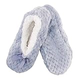 Adult Super Soft Warm Cozy Fuzzy Soft Touch Sleeper Slippers Non-Slip Lined Socks – Light Grey Lavender – Large (UK Size 6-7) Image