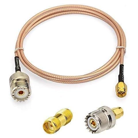 Superbat RF Coax SMA Male to UHF Female SO-239 Cable + 2pcs SMA Adapter SMA UHF Female SO239 Adapter for RF Applications/CB Radio/Handheld Radio Antenna/Walkie Talkie etc Cover