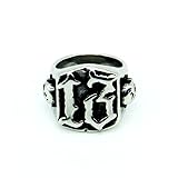 Zhubobo Vintage Mens Biker Skull Number 13 Ring For Men Stainless Steel Size 6-13 (Silver,12)