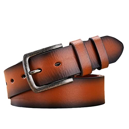 Ceinture vintage en cuir véritable marron pour homme avec boucle ardillon élégante