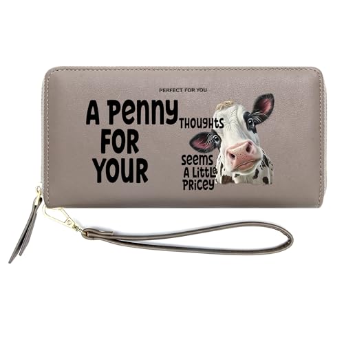 InsWork Personalized Cow Print Women Wallets,Birthday Gift,Valentine's Day Gift for Wife from Husband,Holiday Gift,Thanksgiving Gift for Parent Grandparent 1305c