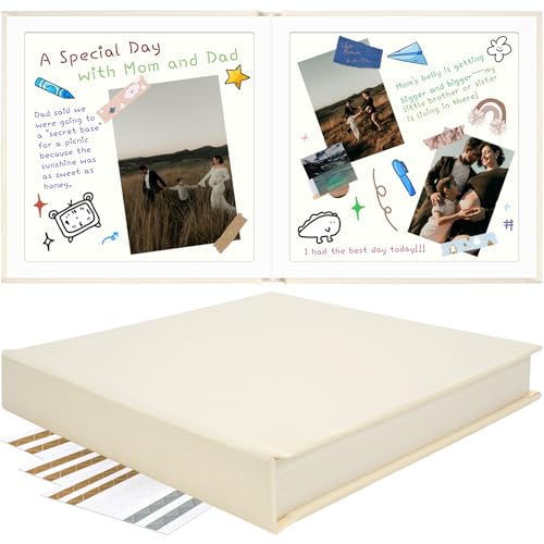 Vienrose Scrapbook Album, 10"x10" DIY Scrapbook Photo Album Linen Cover