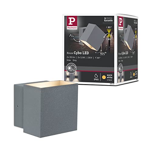 Paulmann Wandaufbauleuchte LED Cybo eckig 2x3W grau 100x100mm