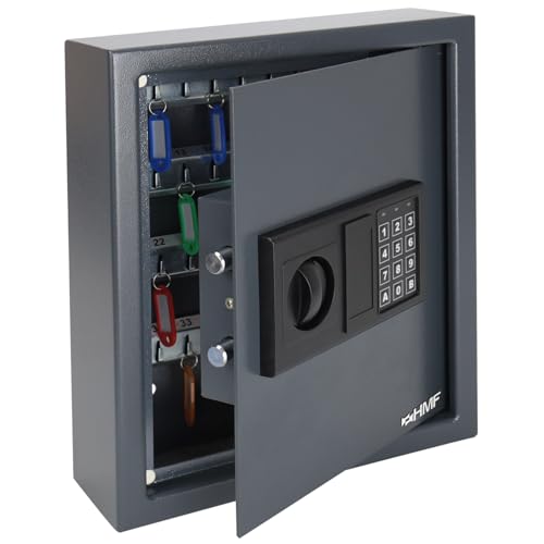 HMF 2048-11 Schlüsseltresor mit Elektronikschloss | 48 Haken | 36 x 30 x 10 cm | Anthrazit