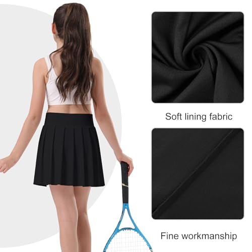 Image of Bezioner Girls Tennis Skirt A-Line Pleated Skirt with Shorts Pocket Uniform Skort for Golf Athletic Cheerleading