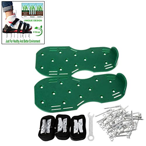 SyeRum Lawn shoes with permanent ground nails Lawn shoes Adjustable straps and shoes made of zinc alloy buckles for grass, garden, yard, soil