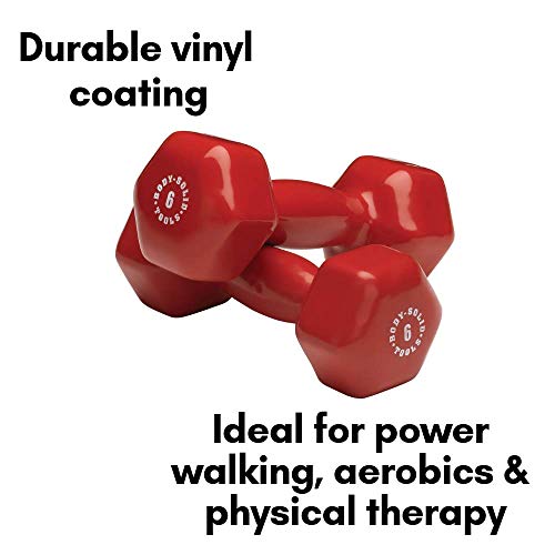 Body-Solid Tools Bstvd6 6-Pound Vinyl Dumbbell For Weight And Aerobic Training, Pilates, And Physical Therapy, Red #TOP1