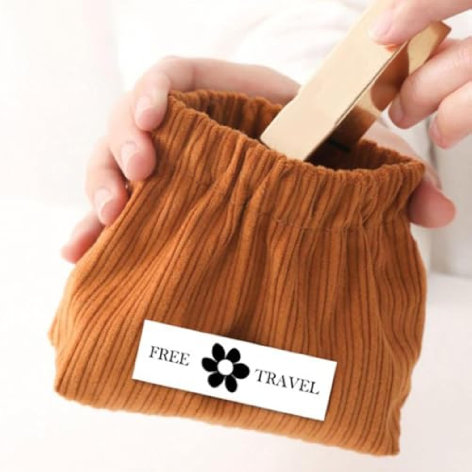 8 Pieces Corduroy Storage Bag Self Closing Makeup Pouch