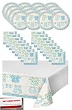 Blue Boy Baby Shower Party Supplies Bundle Pack for 16 - Plates, Napkins and Table Cover (Plus Party Planning Checklist by Mikes Super Store) (Boy Blue)