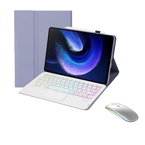 Coque Clavier Xiaomi Pad 7 / 7 Pro avec Souris RGB - Protection 11,2" Violet