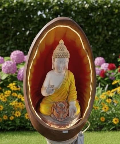 Image of Buddha Water Fountain with LED Lights 4 FT | Indoor Outdoor Decorative Showpiece for Home, Office & Garden Decor