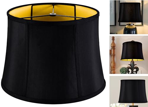 GO&SO Medium Black Lamp Shade Set of 1 12x14x10 Replac Drum Lampshades